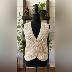 Outback Red: Ivory Cream Cable Knit Cottagecore Vest